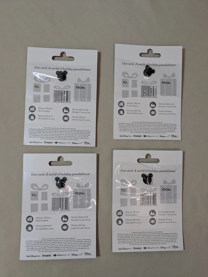 Lote de 4 prendedores de tarjetas de regalo de Navidad navideñas WDW Disney MICKEY MINNIE DONALD PLUTO Foto 2 de 4