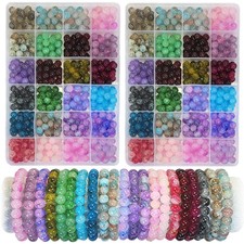 1200PCS 8mm Glass Beads Bracelet Making Kit, 24 Colors Crystal Beads for Jew...