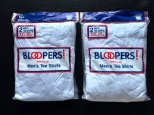 VTG 1997 Fruit of The Loom Bloopers Mens Irregular 2-Pack 4 V Neck T Shirts 2XL