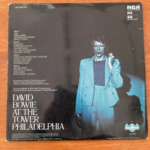 David Bowie - Live . UK First Pressing Vinyl Mainman logo