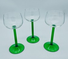 Set Of 3 Luminarc France Green Stem Wine Cordial Glasses Barware 6.25" EUC