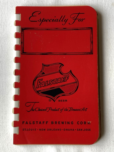 RARE 1950's Vintage Falstaff Brewing Corp. Red Notepad / Calendar