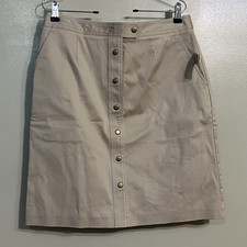 Talbots Women's Pencil Skirt in Beige Snap Closure VTG Cotton Size 12 NWT