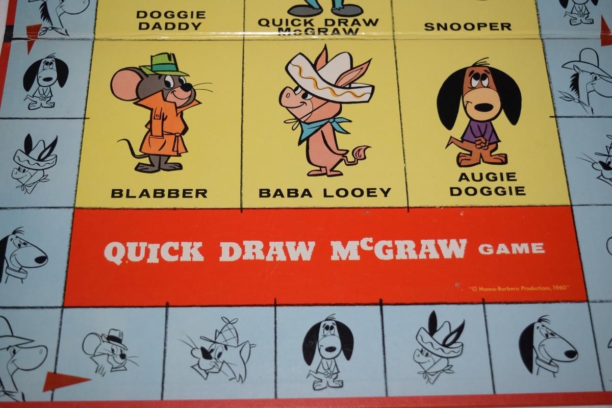 Vintage Quick Draw McGraw Game Board Only Milton Bradley 1960 VGUC