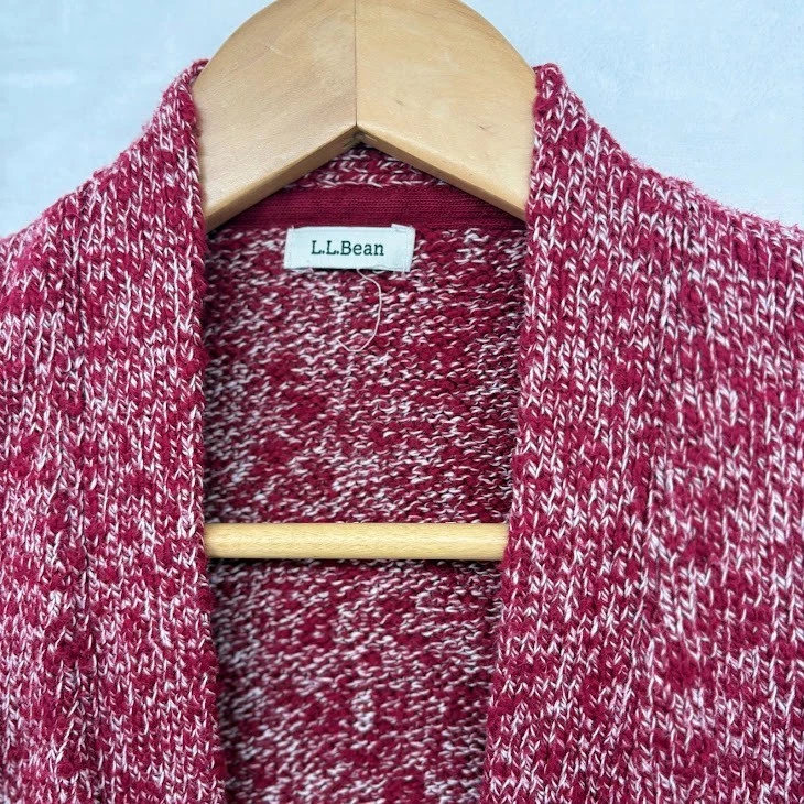Women's L.L. Bean Size Small Open Shawl Cardigan Sweater Marbled Pink/ White - Image 3 of 4