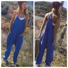 NWT Free People FP Movement Hot Shot One Piece Jumpsuit Royal Cobalt Blue 70 S