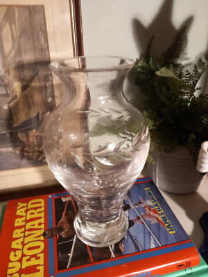 Vintage Kristall Vase Traubenschliff mit gewelltem Boden
