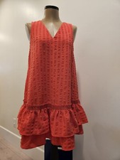 NEW CALVIN KLEIN SIZE 12 WOMEN'S SLEEVELESS DRESS RED/ORANGE MADE IN INDONESIA 