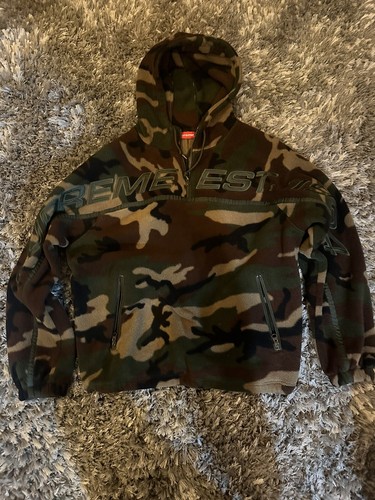 Supreme Polartec Facemask Half Zip Pullover Woodland Camo Size Medium FW22 | eBay
