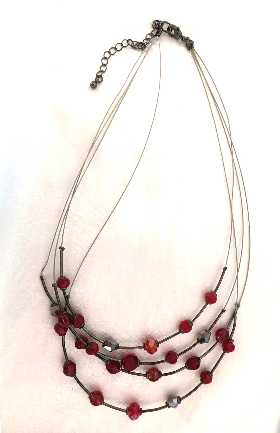 Women's Multistrand Statement Necklace Silver / R… - image 3