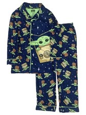 Star Wars Boys Blue Flannel Baby Yoda Pajamas Shirt Sleep Pants Set