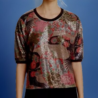 SCOTCH & SODA Floral Sequin top  Sz P  Holiday party or NYE ! Get Dressy!