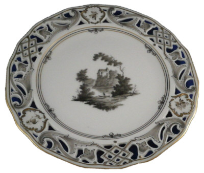 Antique Augarten Vienna Original Scenic Plate Porcelain Porzellan Teller Szene