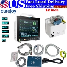CAREJOY Patient Monitor Human 8" Vital Sign Monitor ECG NIBP RESP SPO2 PR TEMP
