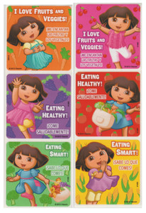 25 Dora Fruits and Veggies Stickers, 2.5" x 2.5" each, Party Favors