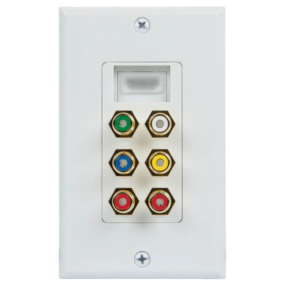 2x Panel de placa frontal de pared empotrado HDMI 6 RCA audio video HDTV de 1 velocidad enchapado en oro Foto 3 de 3