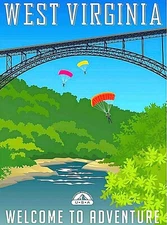 West Virginia United States Welcome to Adventure Vintage Travel Art Poster Print