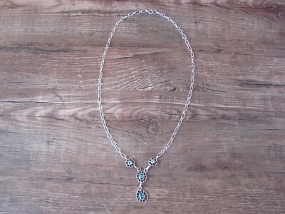 Navajo Sterling Silver Adjustable Floral Blue Topaz Link Necklace -Sadie Jim