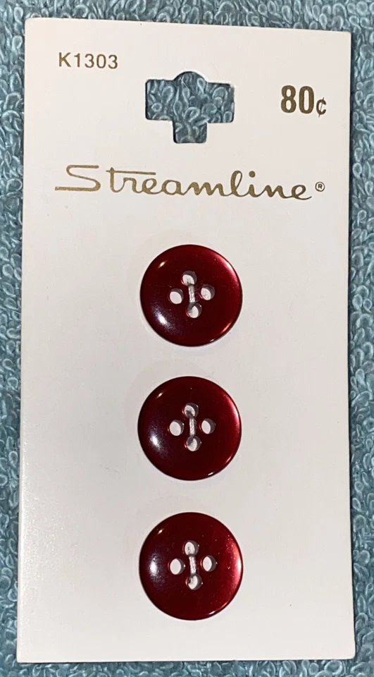 Streamline Buttons Sz 22 9/16” 14mm Wine K1303 NOS - Image 2 of 3