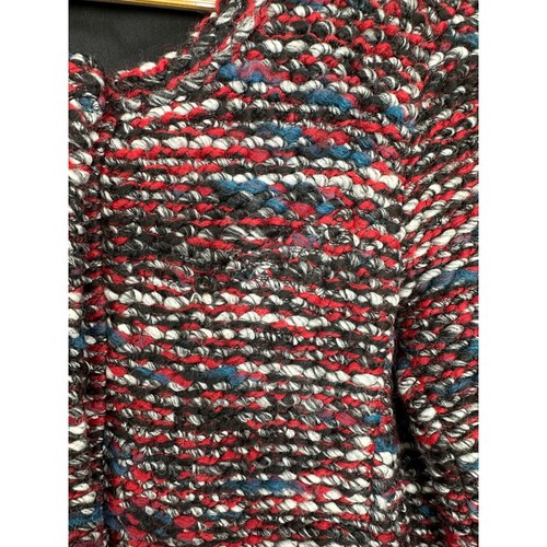 IRO Carene Tweed Jacket Blazer Knit Knotted Boucle Red Black Wool Blend Size 10 - Picture 7 of 12