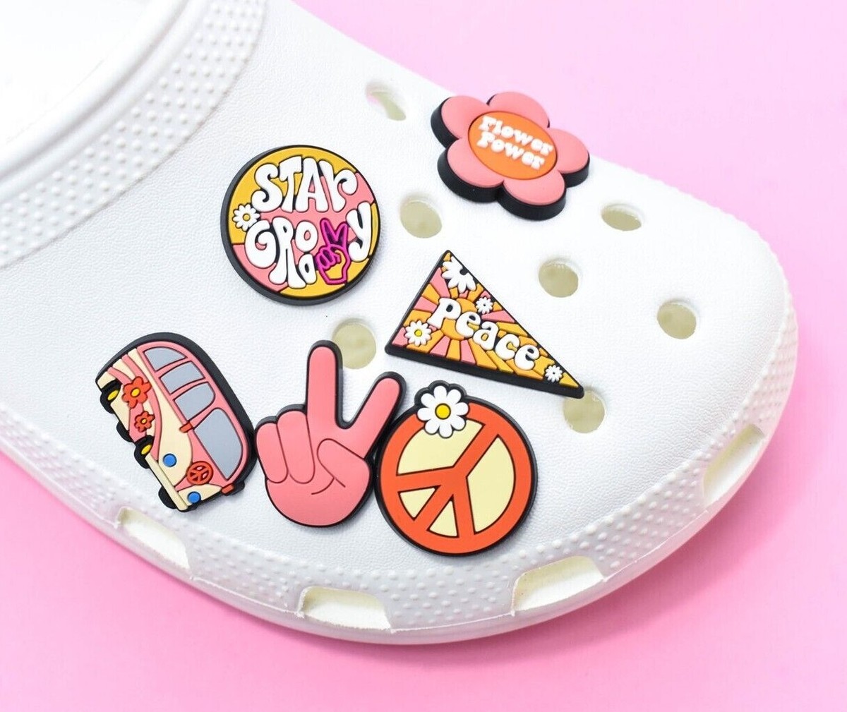 Shoe Charms for Crocs Hippie Peace Sign Shoe Charms, Retro