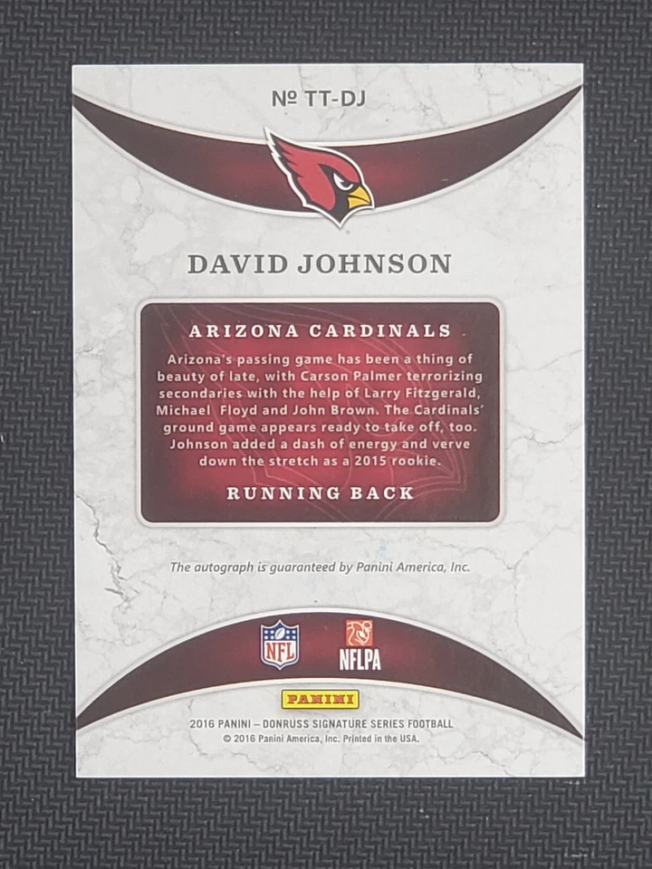2016 Panini Donruss Signature Series Team Trademarks David Johnson #TT-DJ Auto - Image 2 of 2