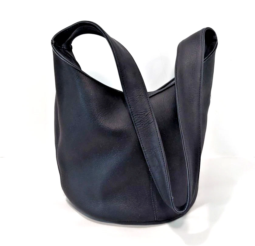 ROYCE New York Luxury Black Genuine Leather Shoulder Bag Tote Bucket Purse zip - Image 3 of 4