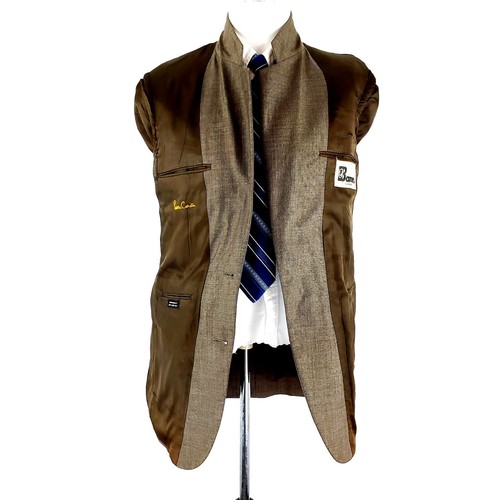 Vintage Pierre Cardin Wool 2 Button Blazer 38L Brown Sharkskin Sport Coat - Picture 9 of 10