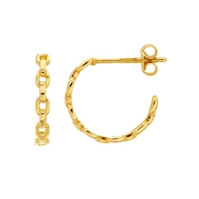 14K Yellow Gold Oval Link 3/4-Hoop Earrings