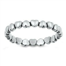 Heart Band Ring Genuine Sterling Silver 925 Oxidized Face Height 3 mm Size 5