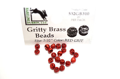 Gritty Brass Beads Ø 3,8mm Hareline 20 Stück Texturierte Messing Beads RED GRIT