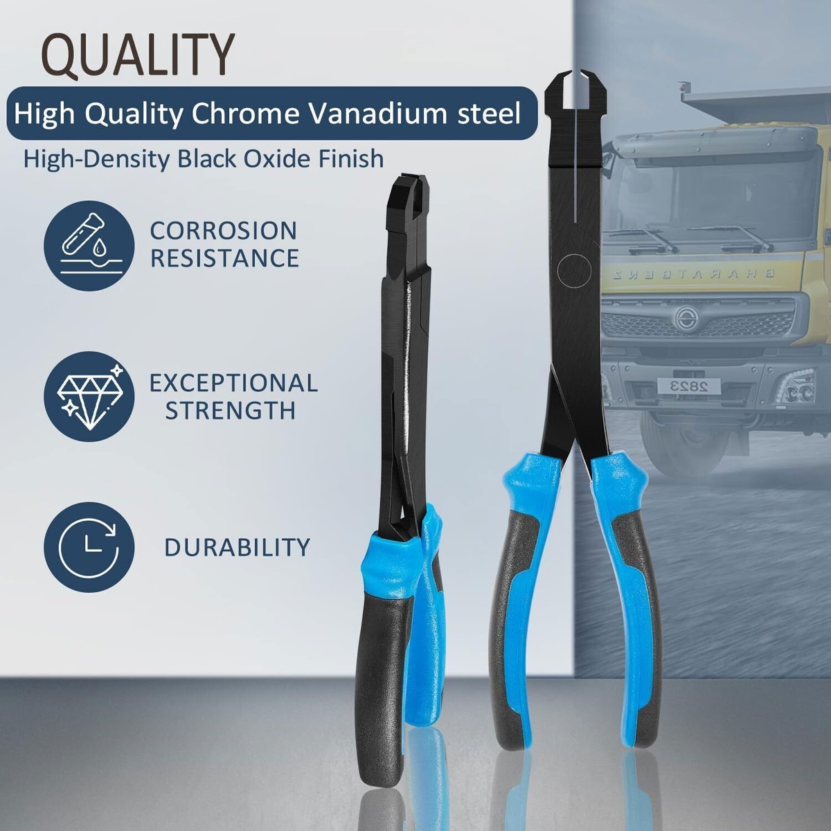 Tiger Tool Straight U-Joint Snap Ring Pliers For Automotive And Medium Duty Trucks, Cars, Equipment, And ATV / UTV, Plastic Push Pin Pliers For Use With Class 1 - 5 Vehicles, 70300 - View #2