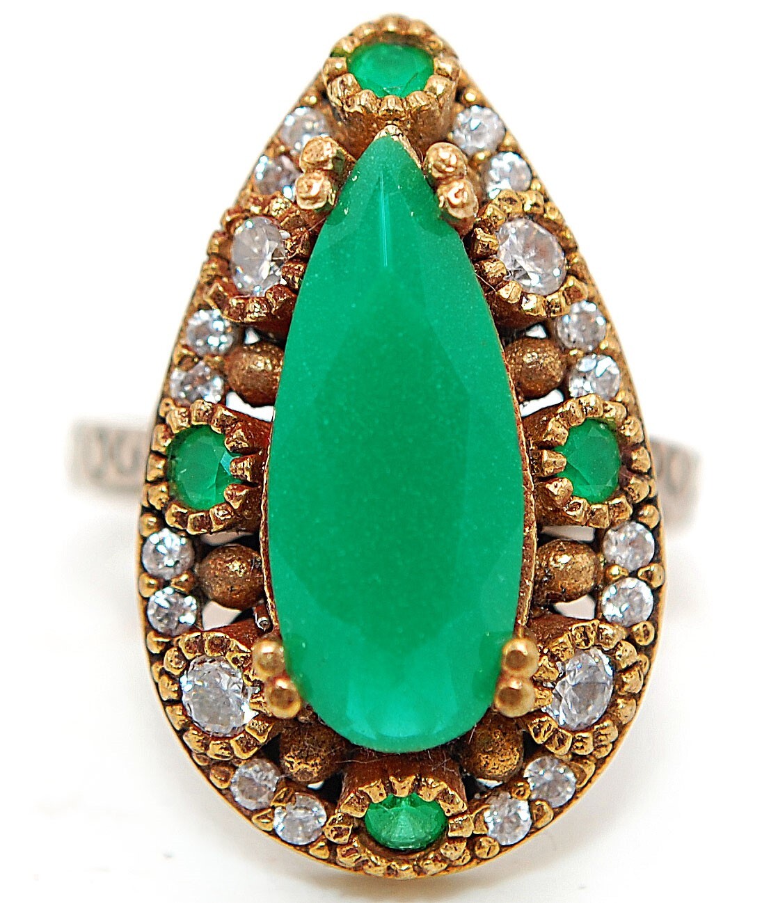 4CT Emerald Ottoman Empire Style 925 Silver Ring Size 7