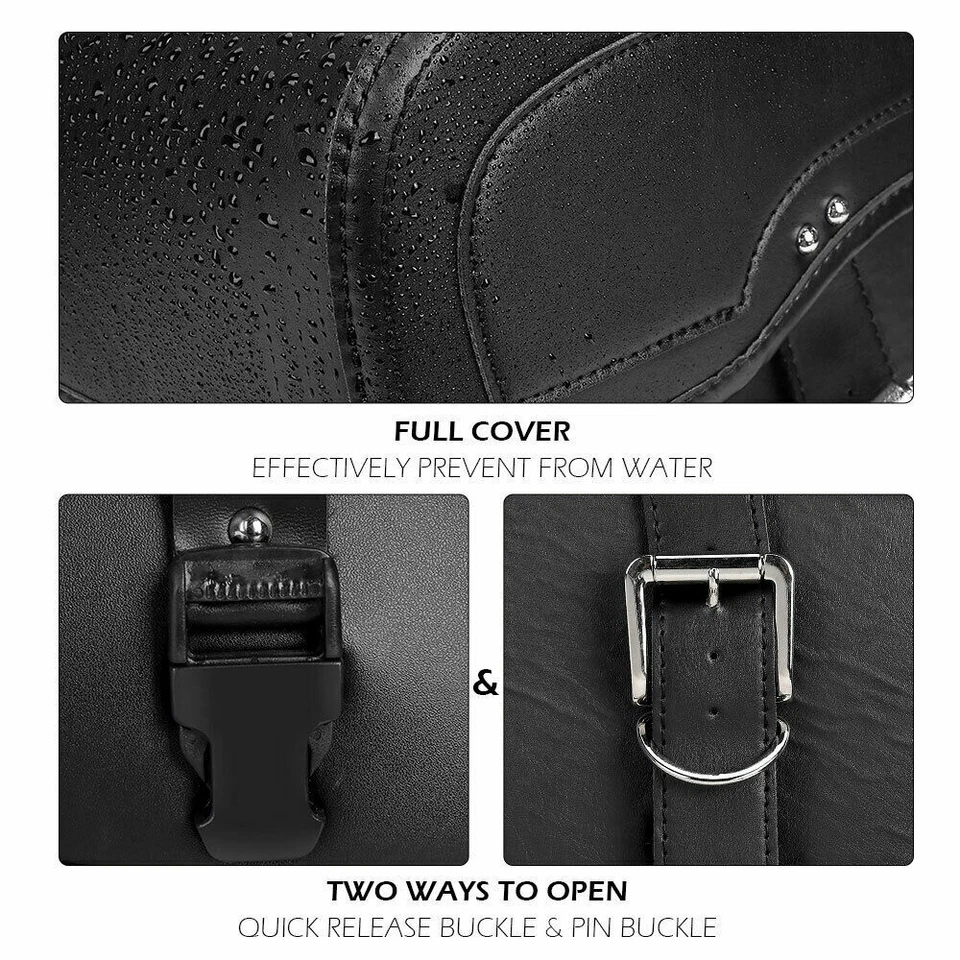 1 par de bolsas de herramientas para motocicleta bolsa de almacenamiento equipaje cuero PU apto para Harley Foto 4 de 4