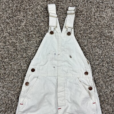 Vintage 80s ROUNDHOUSE USA Youth Size 8 Off White Bib Overalls