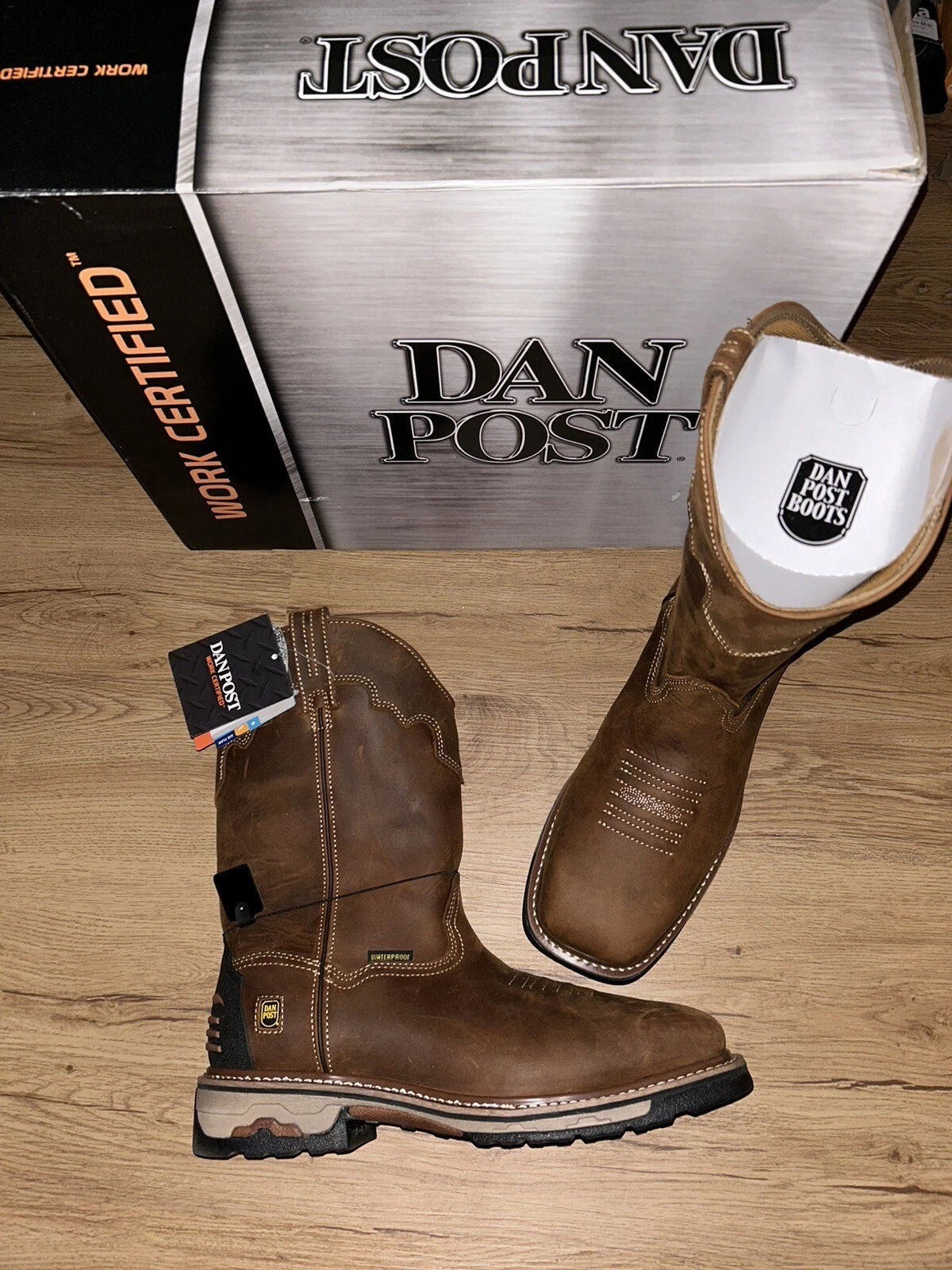 DAN POST WORK CERTIFIED STEEL TOE SLIP ON BOOTS SIZE 12 NWB $250