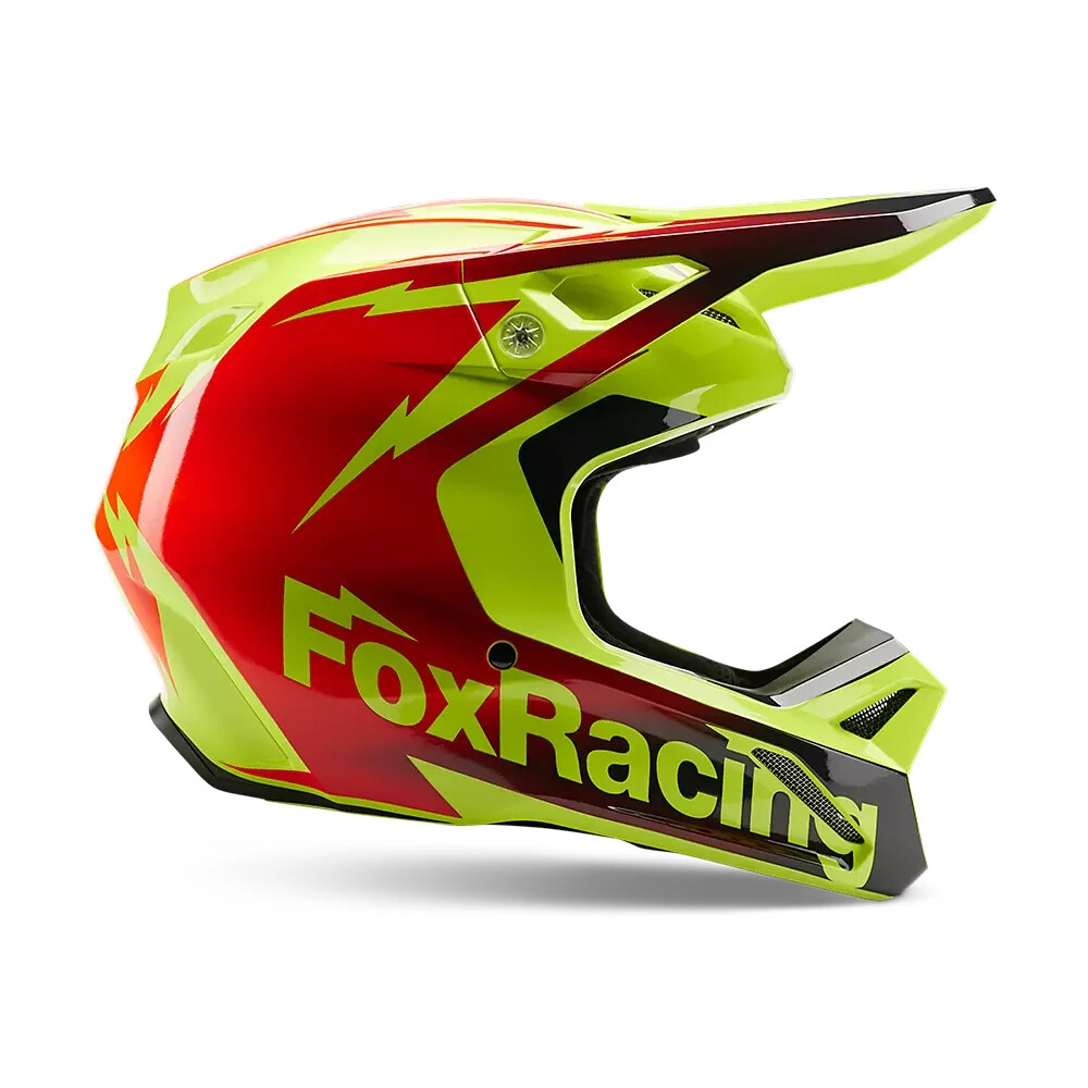 FLAX マルーンジュニア FLMA-17YG ライム New Fox Racing Youth V1 Statk Helmet, Red/Yellow, Youth Medium