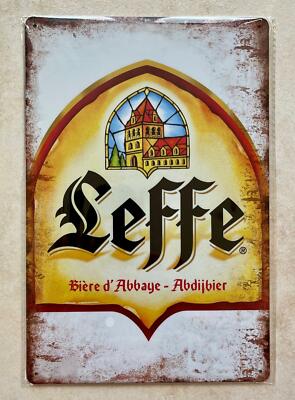 LEFFE BELGISCHES BLONDES BIER METALLSCHILD SCHILD MANN HÖHLE BAR CAFE KÜCHE 20x30cm
