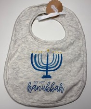 Mud Pie My 1st First Hanukkah bib NWT Menorah candles minky embroidered blue