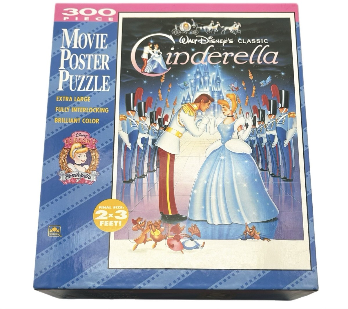 VTG 90s Disney Cinderella Movie Poster Puzzle 300pc 2x3ft Golden