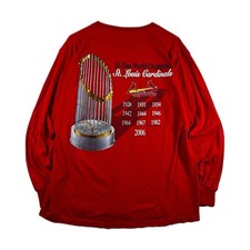 Vintage St Louis Cardinals World Series Trophy Long-Sleeve T-Shirt Red Large 