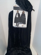 ADULT VELVET HOODED CLOAK KING QUEEN RENAISSANCE MEDIEVAL COSTUME CAPE ROBE 48
