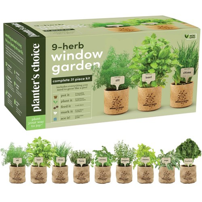 #ad Planters Choice 9 Herb Indoor Window Garden Kit House Plants Seeds Best U... $27.99