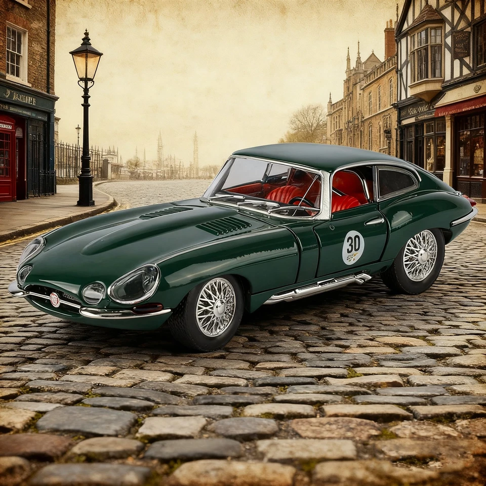 1/24 Jaguar Tipo E Coche Vintage Diecast Modelo Juguete con Luz de Sonido Juguete Coleccionable Foto 2 de 4