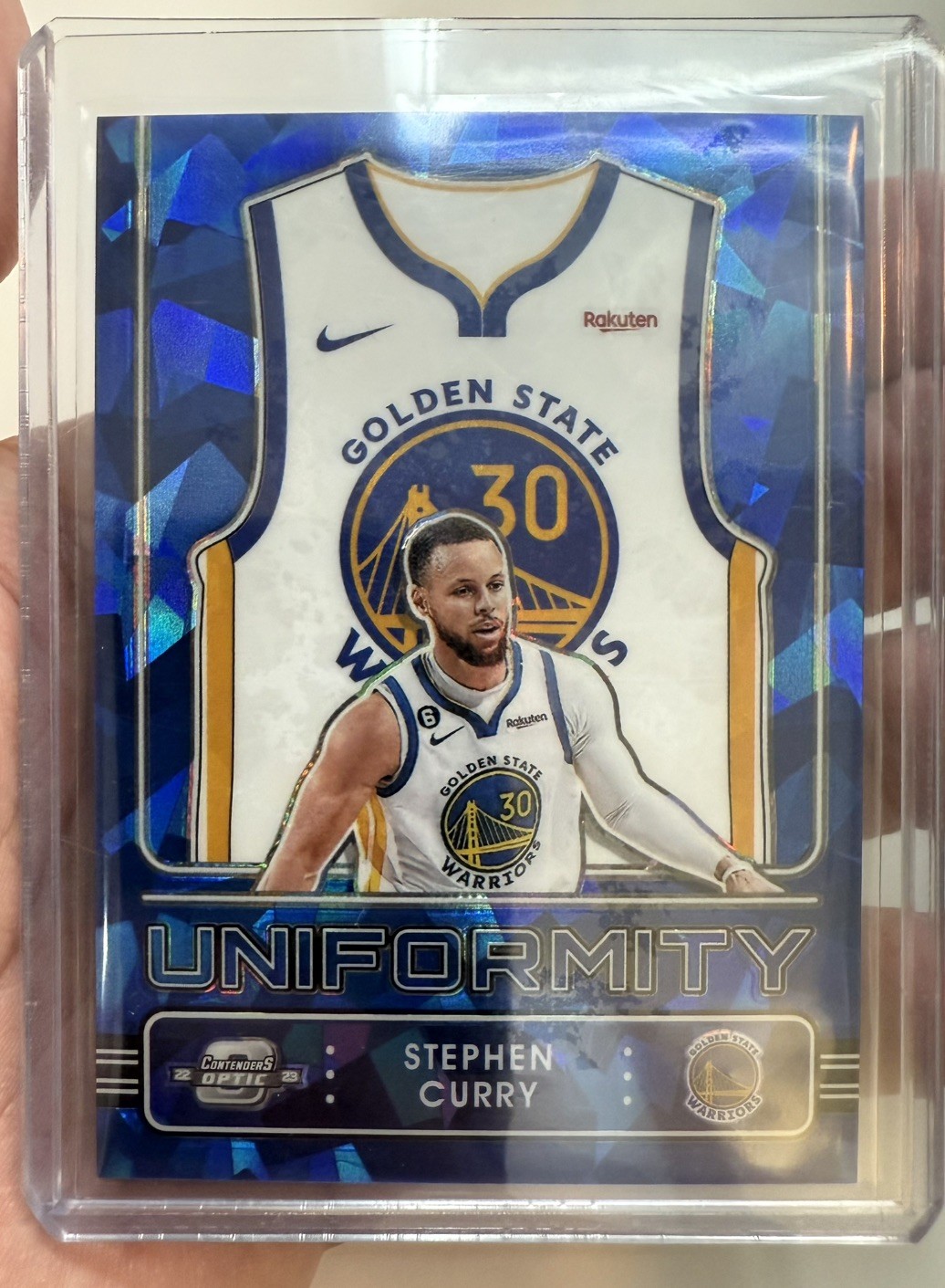Stephen Curry 2022-23 Panini Contenders Optic Uniformity Blue Cracked Ice /75