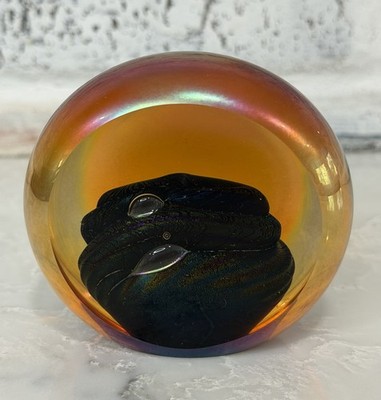 VTG 1992 Maytum Studio Dichroic Iridescent Blown Art Glass Paperweight