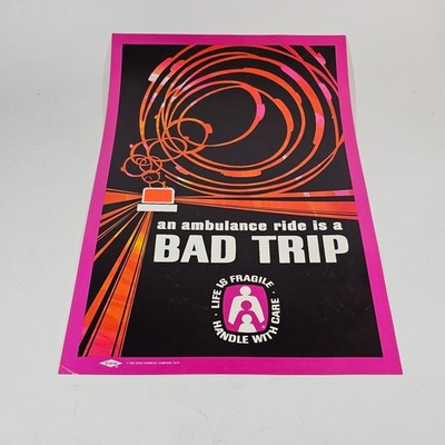 Vintage 1973 DOW Chemical Psychedelic Safety Poster Bad Trip Ambulance