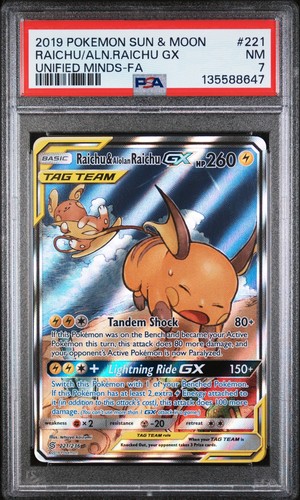 Raichu & Alolan Raichu-GX graded PSA 7 for sale on eBay