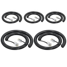 5 Pack 8Ft Telephone Handset Cord, Coiled 1.4Ft, RJ9 4P4C, Landline Cable