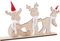 Vbs Holz Steckmotiv Elchtrio Mit MüTze Schal 31X4X18 Cm Deko Basteln